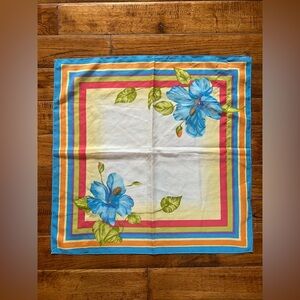 Cejon Scarf with Floral Motif Blue Yellow